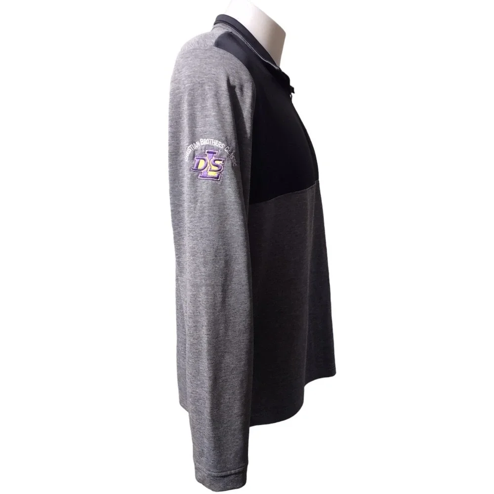 Adidas Pullover Golf Shirt L Men's Large Logo DLS‎ Christian Brothers Gray
